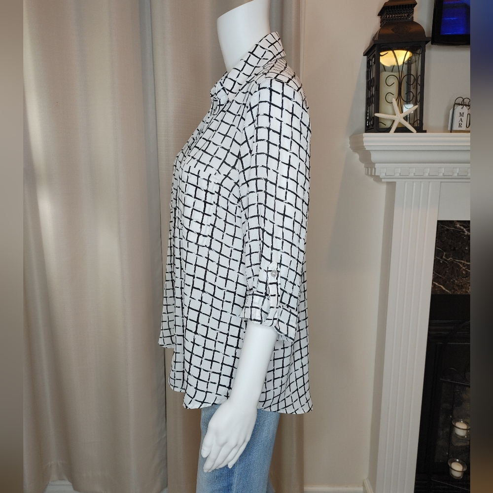 IZ Byer Roll-Tab Shirt, White Black L - Picture 6 of 9
